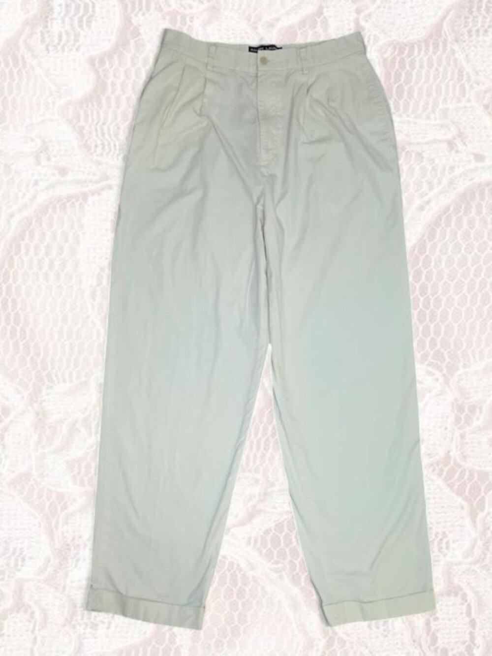 Ralph Lauren Polo Cream Pleated High-Waist Pants Size 12